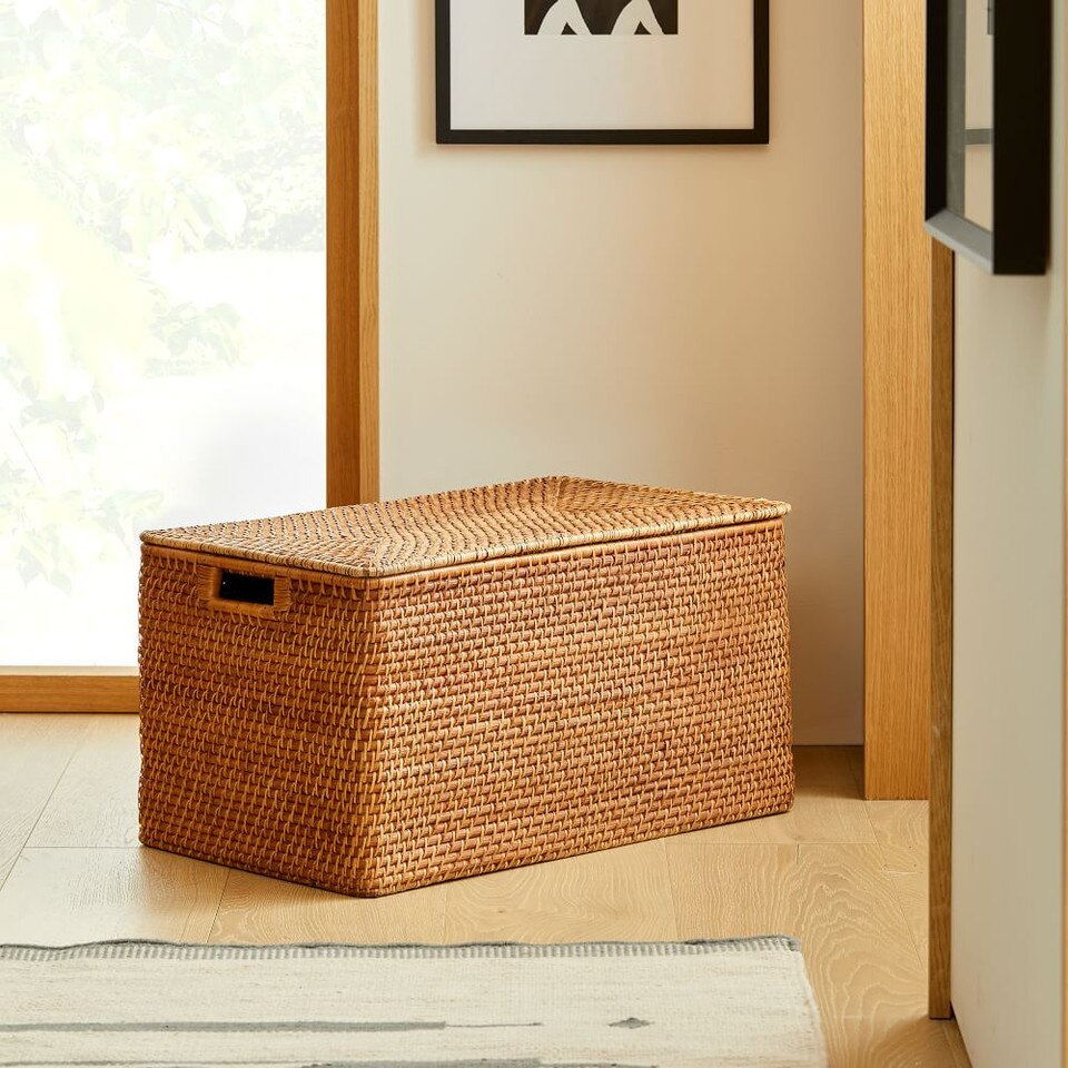 Modern Weave Lidded Storage Baskets West Elm United Kingdom